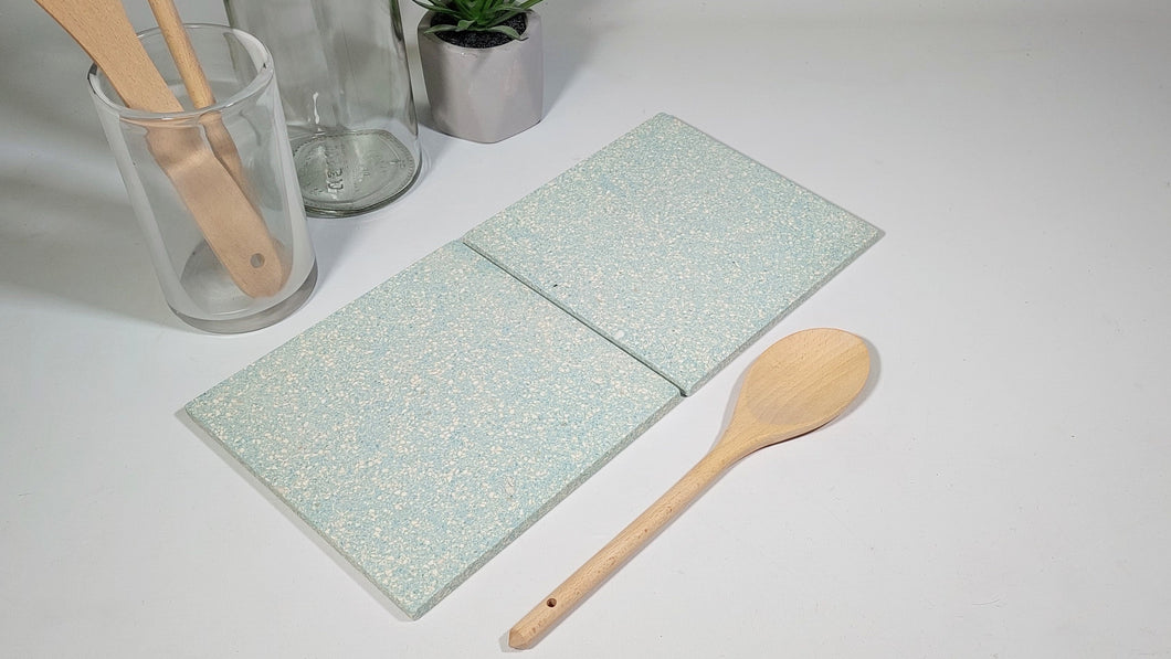 Set of 2 Small Jade Blue Square Trivets